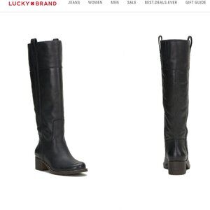 Lucky Brand Hybiscus Riding Boot, Black Leather, Women's Size 11, Never Worn!